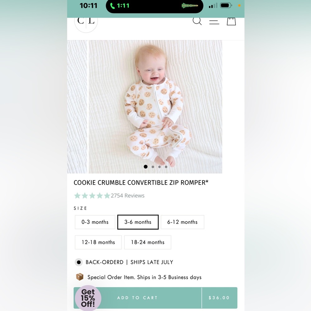 Caden lane cookie crumble romper size 0-3 months brand new